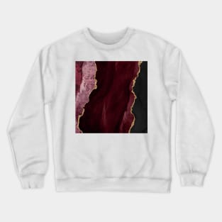 Watercolor Agate in Burgundy Wine and Turquoise with Glitter Veins Crewneck Sweatshirt